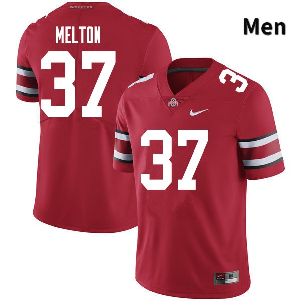 Ohio State Buckeyes Mitchell Melton Men's #37 Red Authentic Stitched College Football Jersey